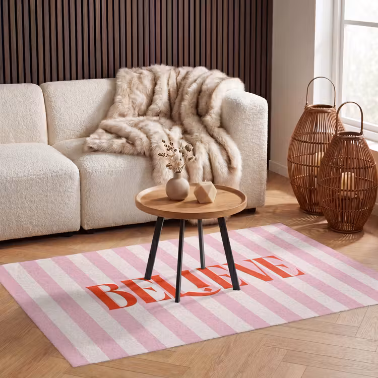 Vloerkleed - Zachtroze - Rood - Strepen - Believe — 4