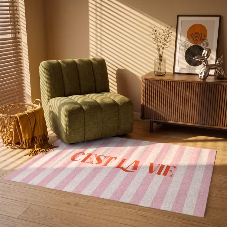 Vloerkleed - Zachtroze - Rood - Strepen - C'est La Vie — 2