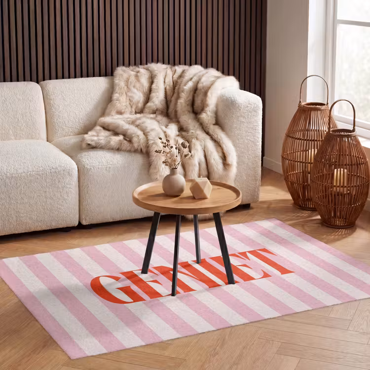 Vloerkleed - Zachtroze - Rood - Strepen - Geniet — 4