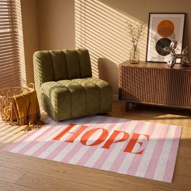 Vloerkleed - Zachtroze - Rood - Strepen - Hope — 2