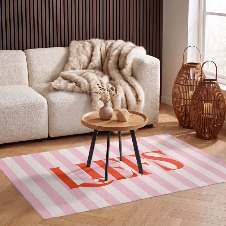 Vloerkleed - Zachtroze - Rood - Strepen - Liefs — 4