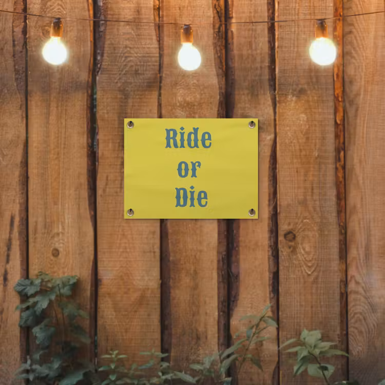 Tuinposter - Ride or die - Geel - Blauw — 2