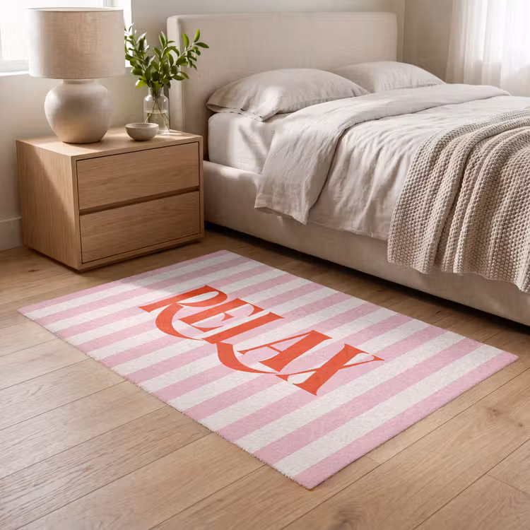 Vloerkleed - Zachtroze - Rood - Strepen - Relax — 5