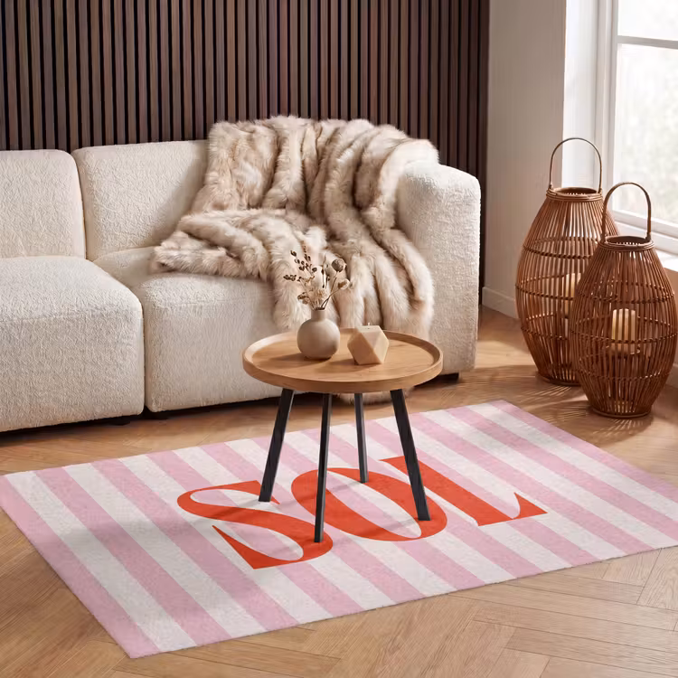 Vloerkleed - Zachtroze - Rood - Strepen - Sol — 4