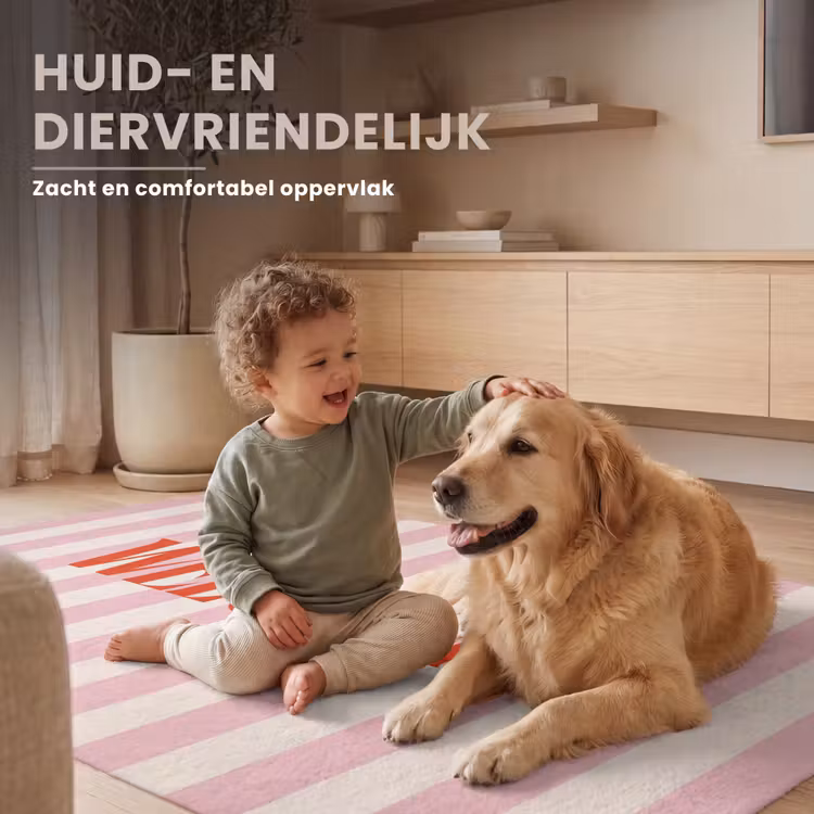 Vloerkleed - Zachtroze - Rood - Strepen - Welcome — 6