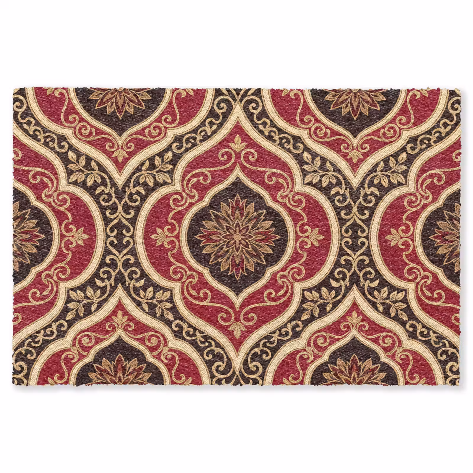 Vloerkleed - Patroon - Ornament - Barok - Rood - Goud — 1
