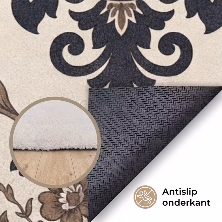 Vloerkleed - Patroon - Floraal - Klassiek - Beige-blauw — 3