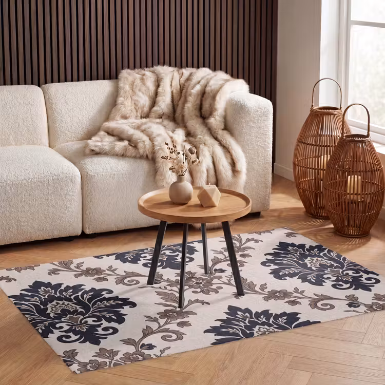 Vloerkleed - Patroon - Floraal - Klassiek - Beige-blauw — 4
