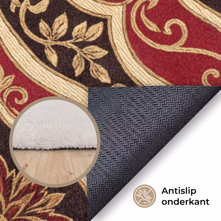 Vloerkleed - Patroon - Ornament - Barok - Rood - Goud — 3