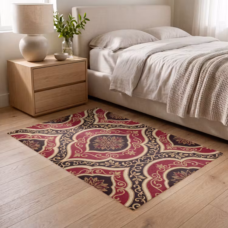 Vloerkleed - Patroon - Ornament - Barok - Rood - Goud — 5