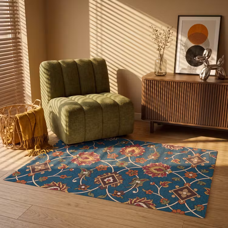 Vloerkleed - Ornament - Flora - Traditioneel - Klassiek - Blauwgroen — 2