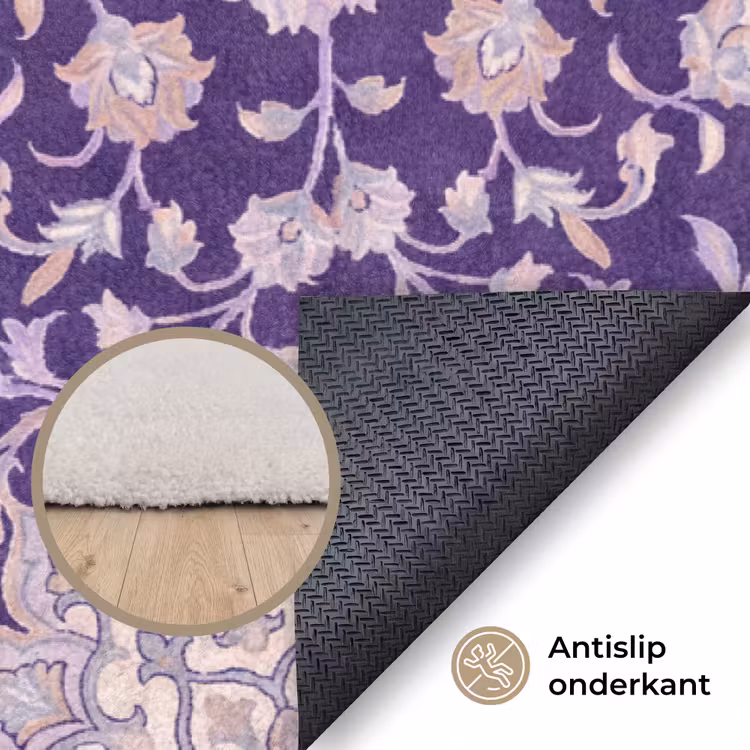 Vloerkleed - Patroon - Medallion - Oosters - Paars - Decoratie — 3