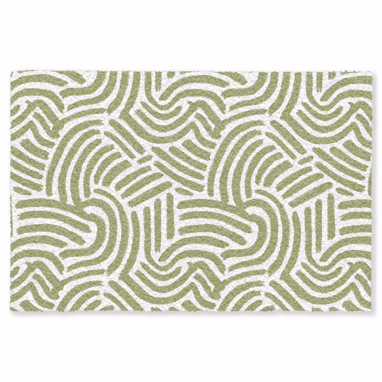 Vloerkleed - Saliegroen - Abstract - Bogen - Handgetekend - Patroon — 1