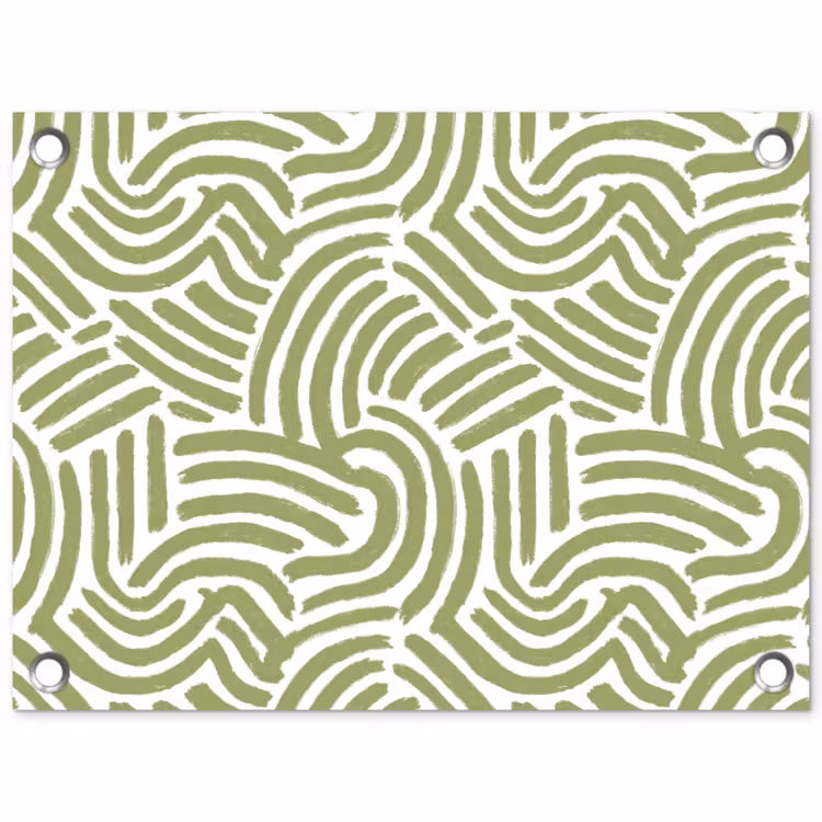 Tuinposter - Saliegroen - Abstract - Bogen - Handgetekend - Patroon — 1