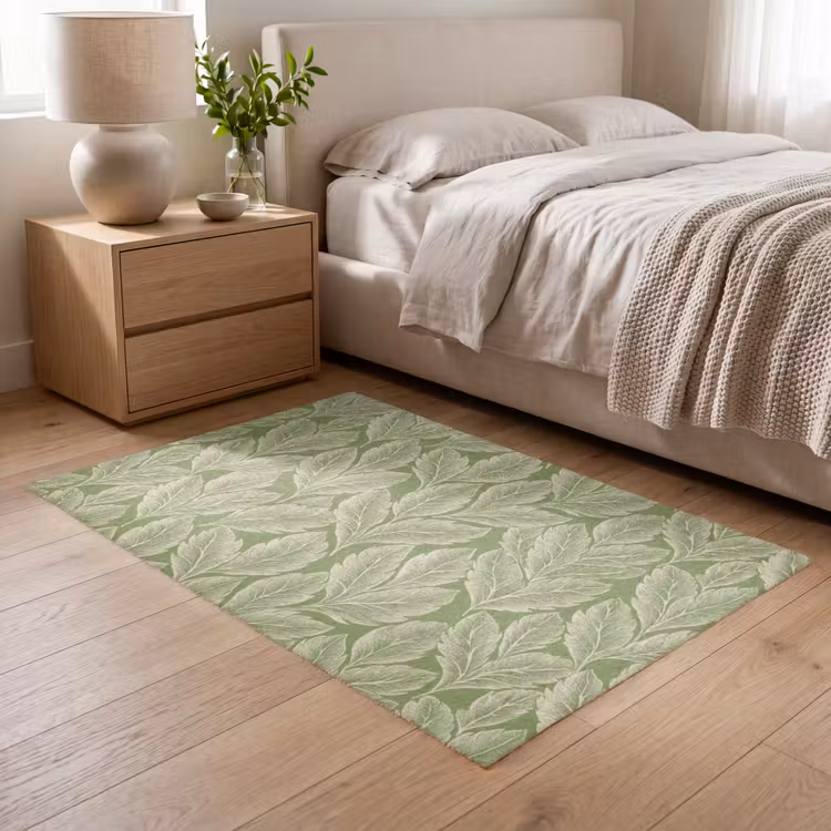 Vloerkleed - Groen - Botanisch - Bladeren - Vintage - Patroon — 5