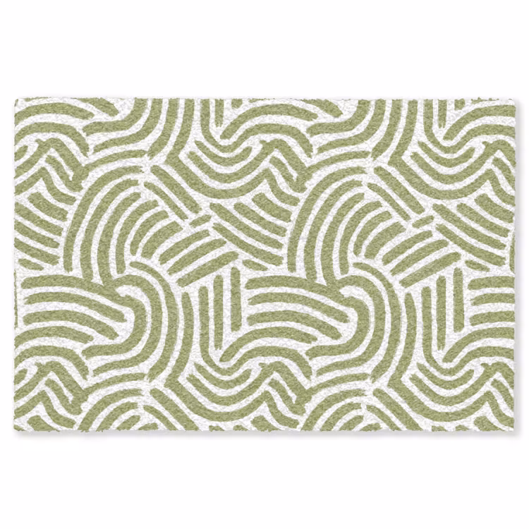 Vloerkleed - Saliegroen - Abstract - Bogen - Handgetekend - Patroon — 1