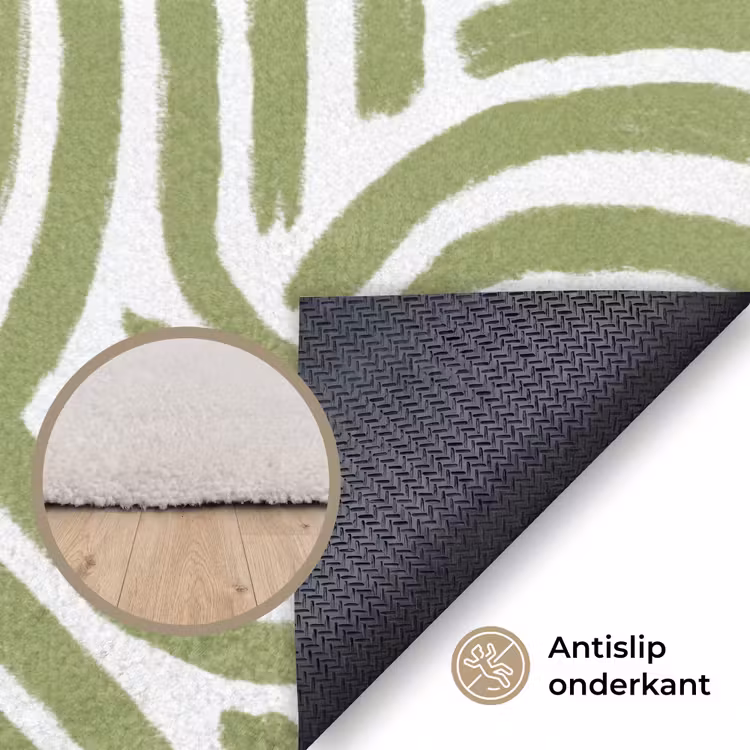 Vloerkleed - Saliegroen - Abstract - Bogen - Handgetekend - Patroon — 3