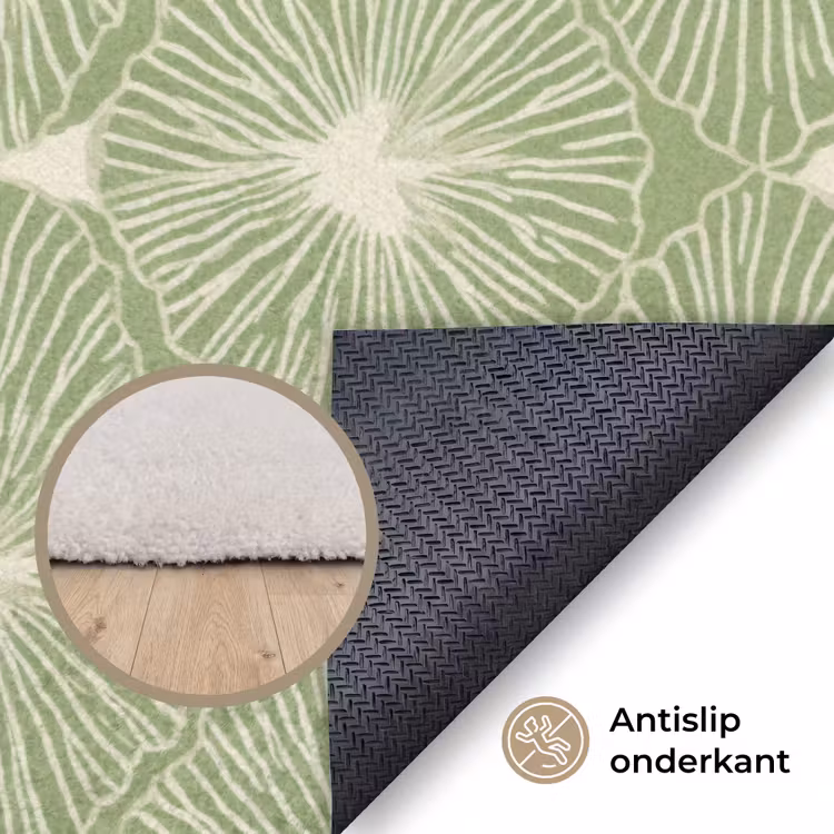 Vloerkleed - Saliegroen - Botanisch - Ruiten - Organisch - Patroon — 3