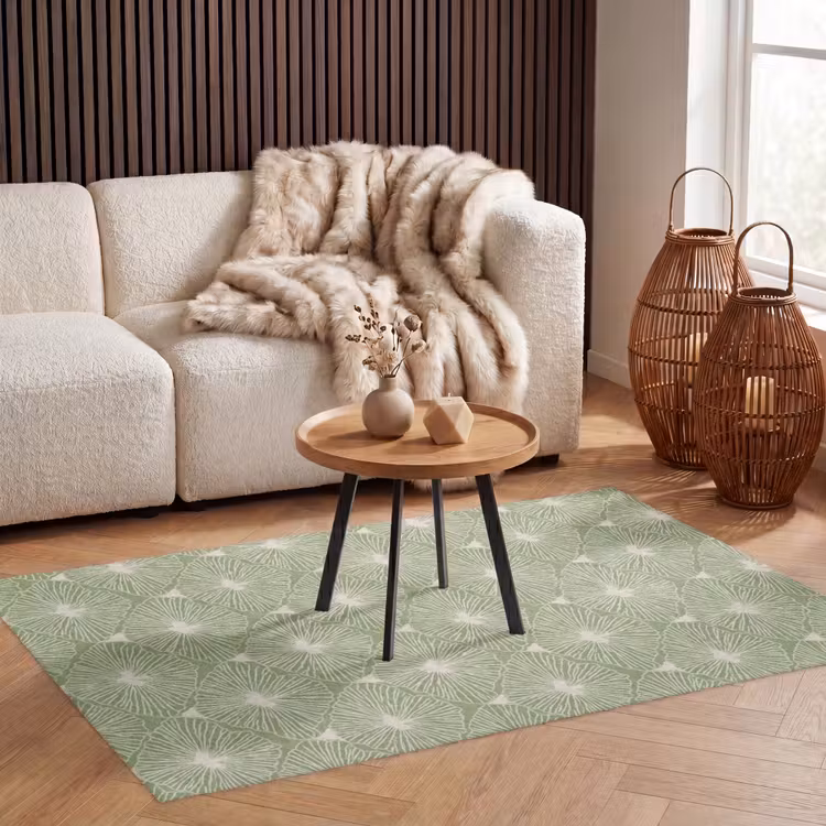 Vloerkleed - Saliegroen - Botanisch - Ruiten - Organisch - Patroon — 4