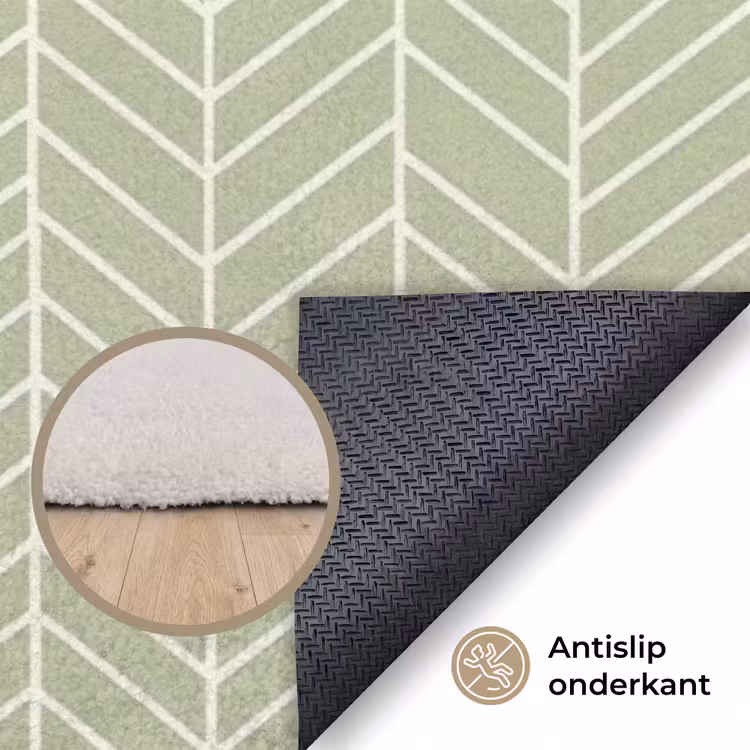 Vloerkleed - Saliegroen - Visgraat - Geometrisch - Patroon — 3