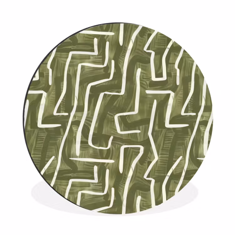 Wandcirkel - Aluminium - Groen - Abstract - Penseelstreken - Patroon — 1