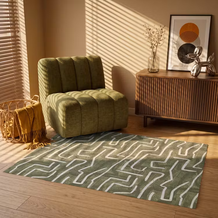 Vloerkleed - Groen - Abstract - Penseelstreken - Patroon — 2