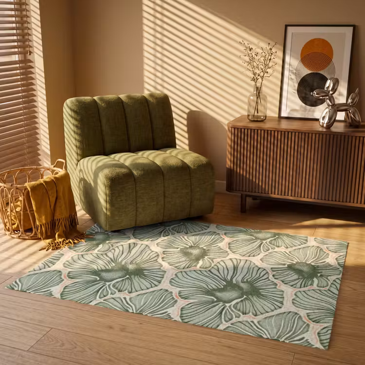 Vloerkleed - Groen - Botanisch - Bloemen - Organisch - Patroon — 2