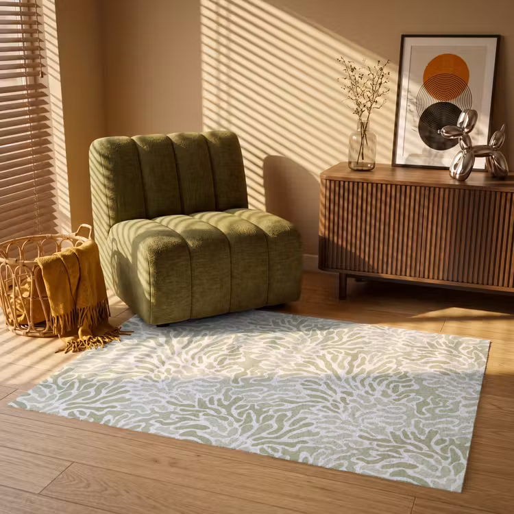 Vloerkleed - Saliegroen - Abstract - Organisch - Koraal - Patroon — 2