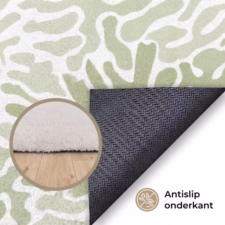 Vloerkleed - Saliegroen - Abstract - Organisch - Koraal - Patroon — 3