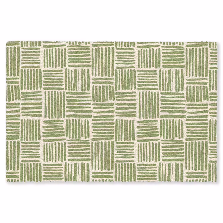 Vloerkleed - Saliegroen - Blokken - Handgetekend - Patroon — 1