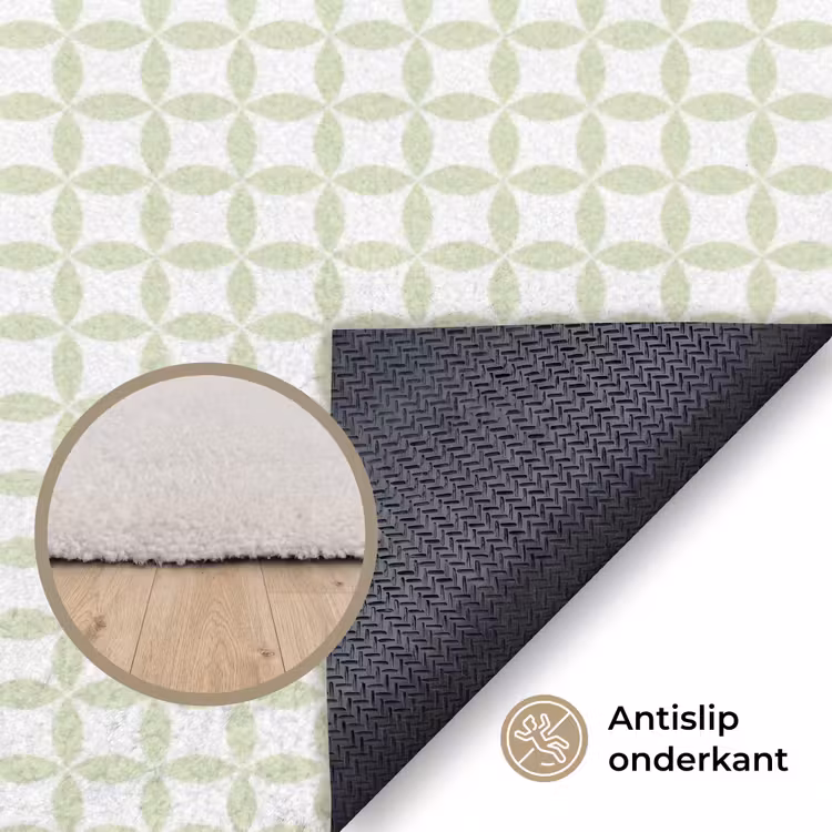 Vloerkleed - Saliegroen - Geometrisch - Cirkels - Patroon — 3