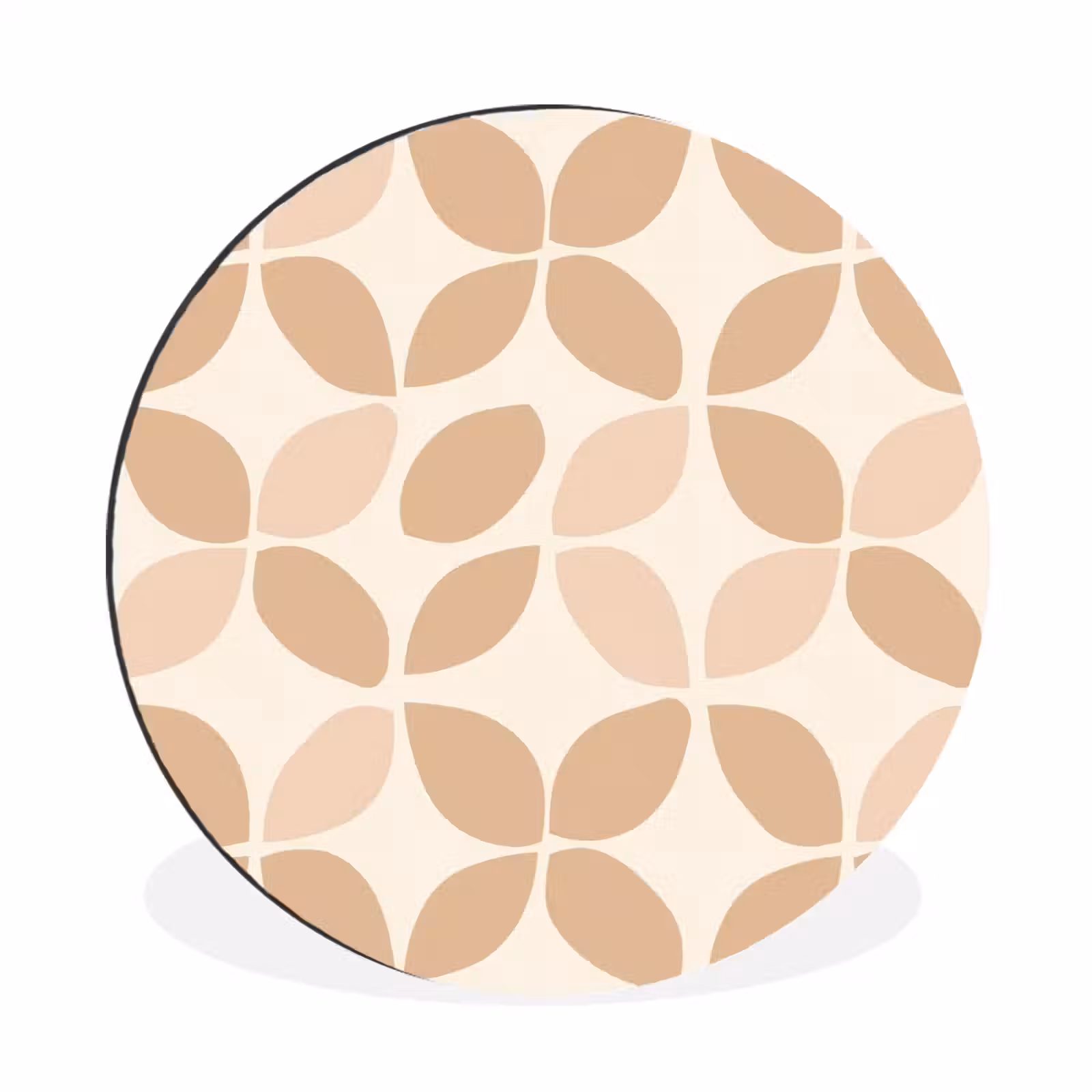 Wandcirkel - Aluminium - Beige - Bladeren - Minimalistisch - Patroon — 1