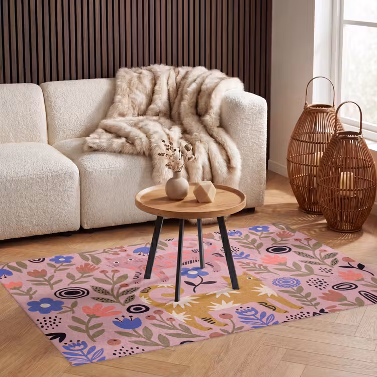 Vloerkleed - Kat - Bloemen - Dieren - Modern - Roze — 4