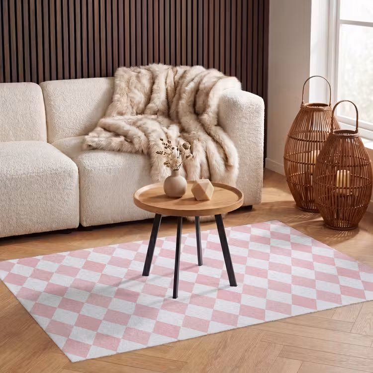 Vloerkleed - Lichtroze - Ruiten - Geometrisch - Patroon — 4
