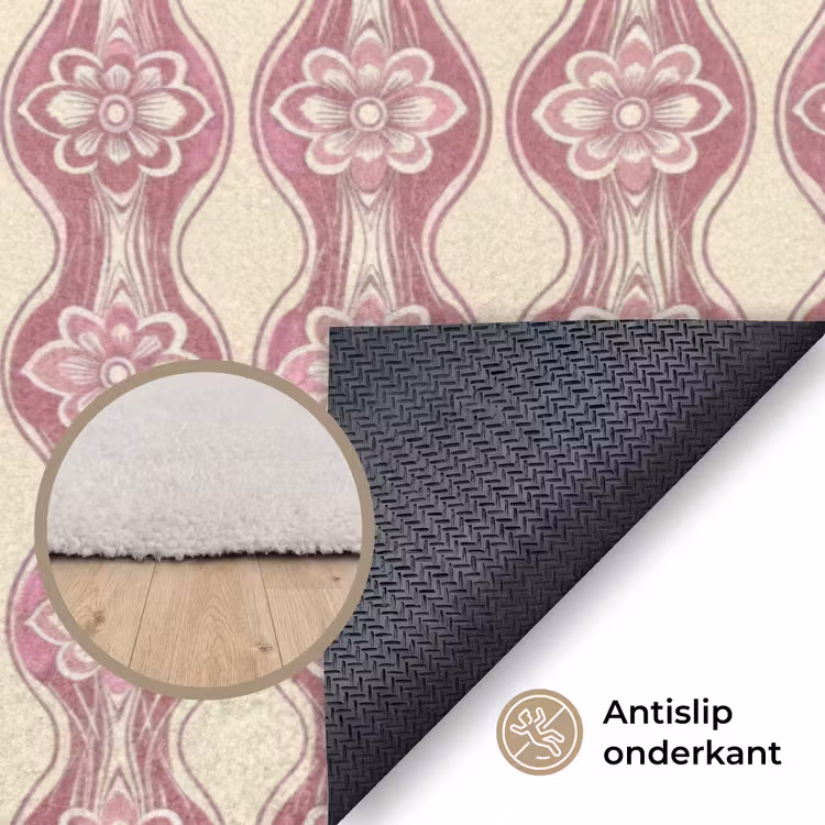 Vloerkleed - Paarsroze - Bloemen - Retro - Patroon — 3