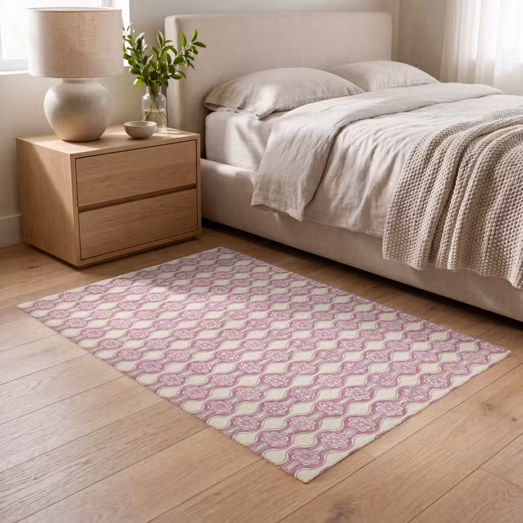 Vloerkleed - Paarsroze - Bloemen - Retro - Patroon — 5