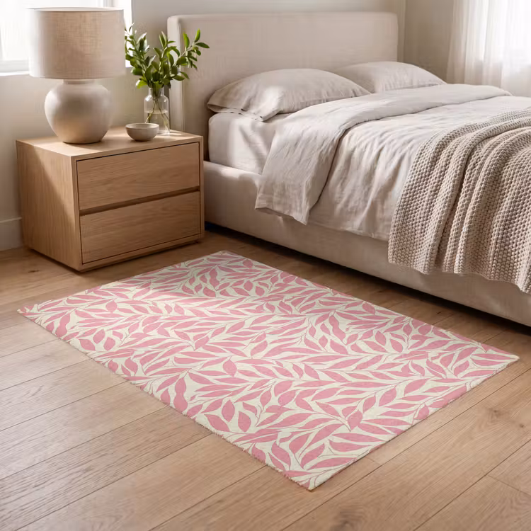 Vloerkleed - Roze - Bladeren - Dynamisch - Patroon — 5
