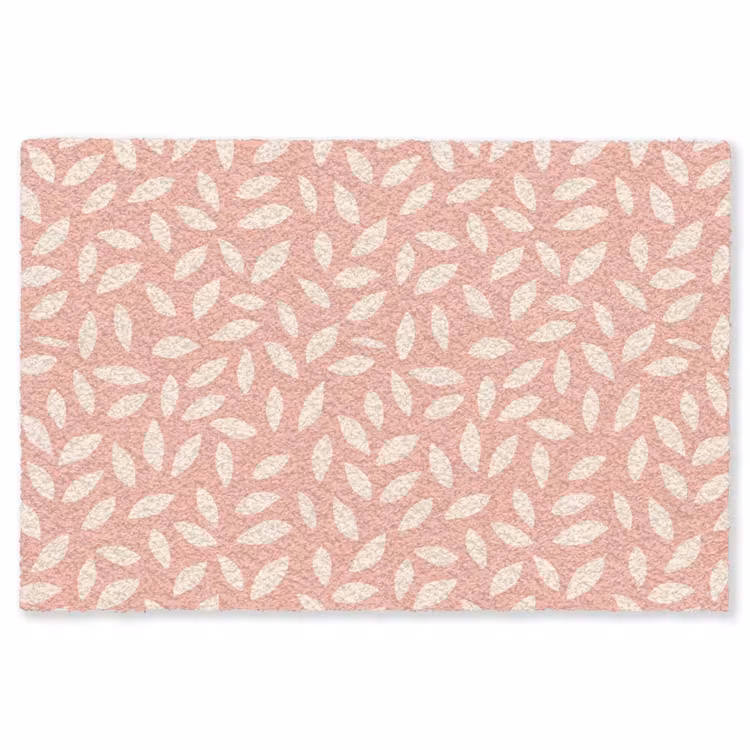 Vloerkleed - Roze - Bladeren - Speels - Patroon — 1
