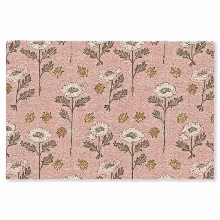 Vloerkleed - Roze - Bloemen - Vintage - Textuur — 1