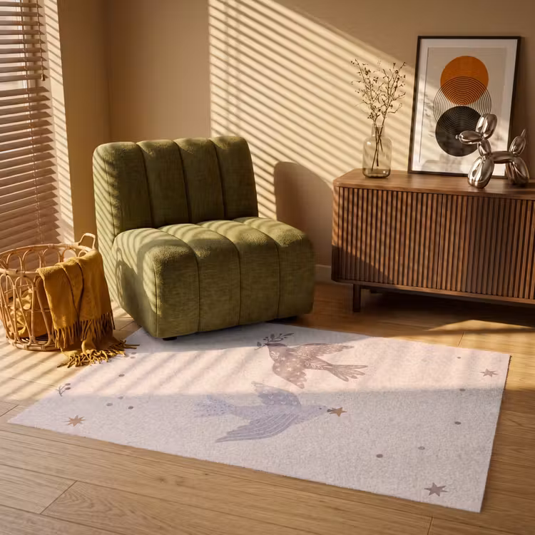 Vloerkleed - Vogel - Bessen - Natuur - Modern - Beige — 2