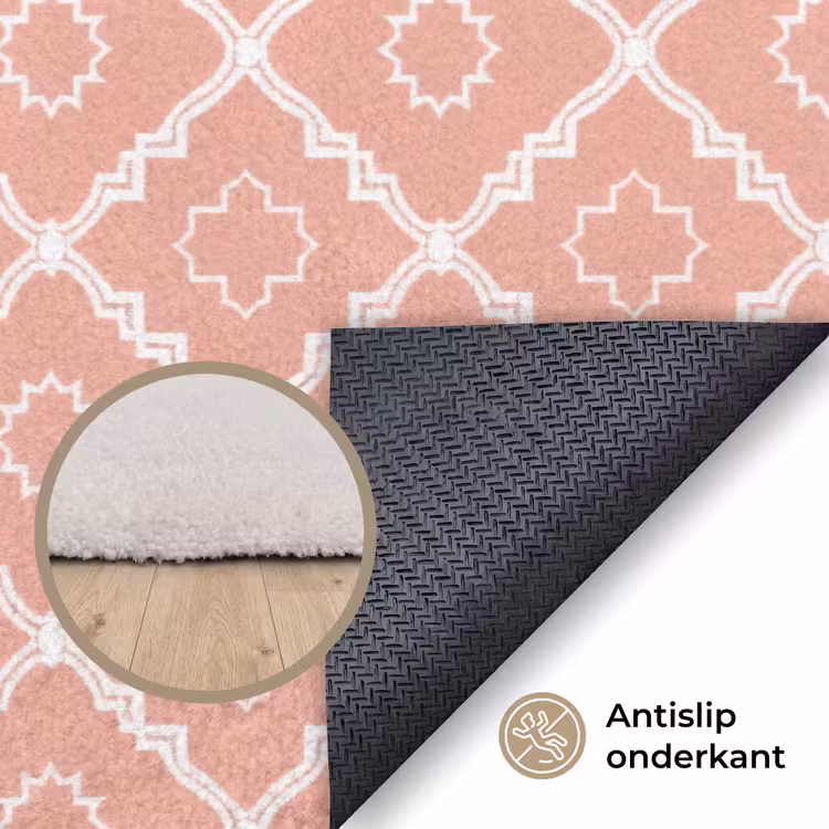 Vloerkleed - Zalmroze - Geometrisch - Elegant - Patroon — 3