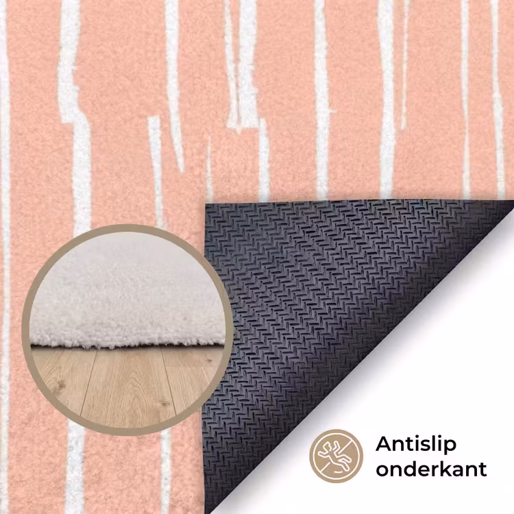 Vloerkleed - Zalmroze - Strepen - Handgetekend - Patroon — 3