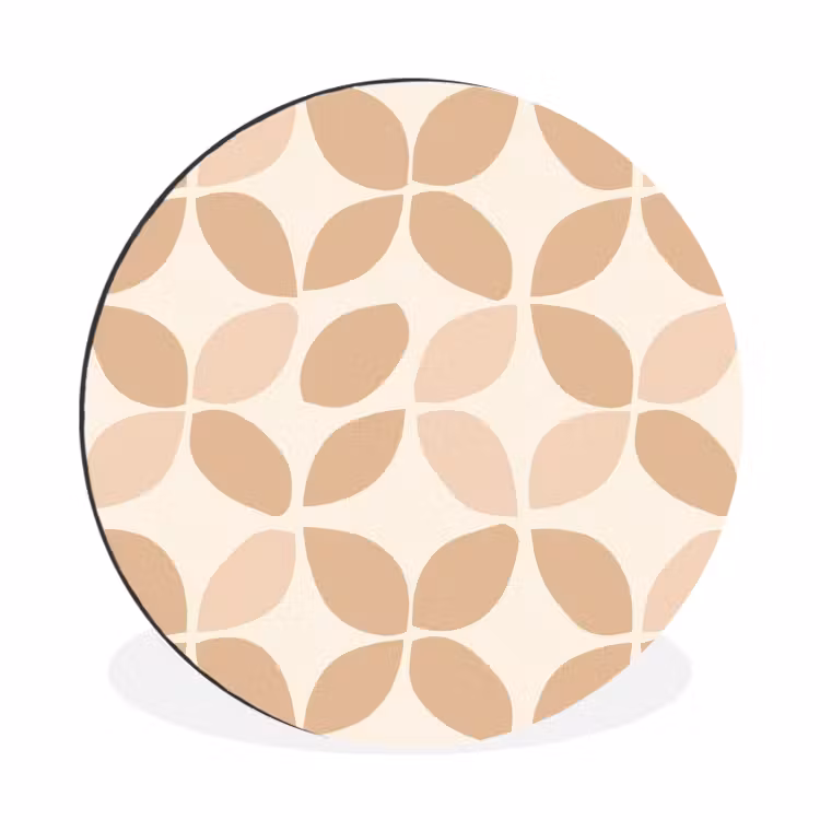Wandcirkel - Aluminium - Beige - Bladeren - Minimalistisch - Patroon — 1