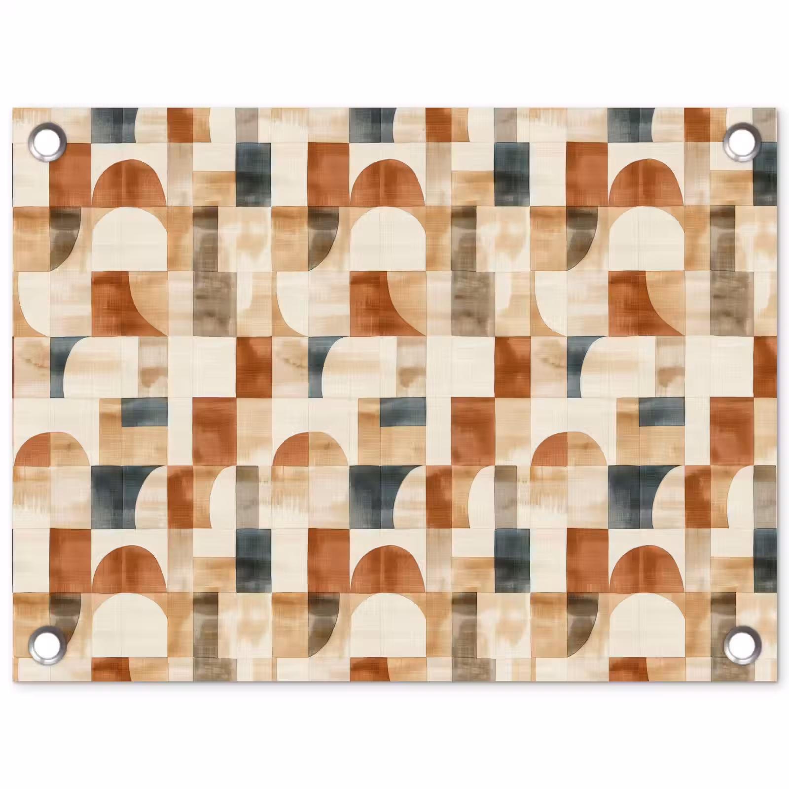Tuinposter - Terracotta - Geometrisch - Aquarel - Textuur — 1