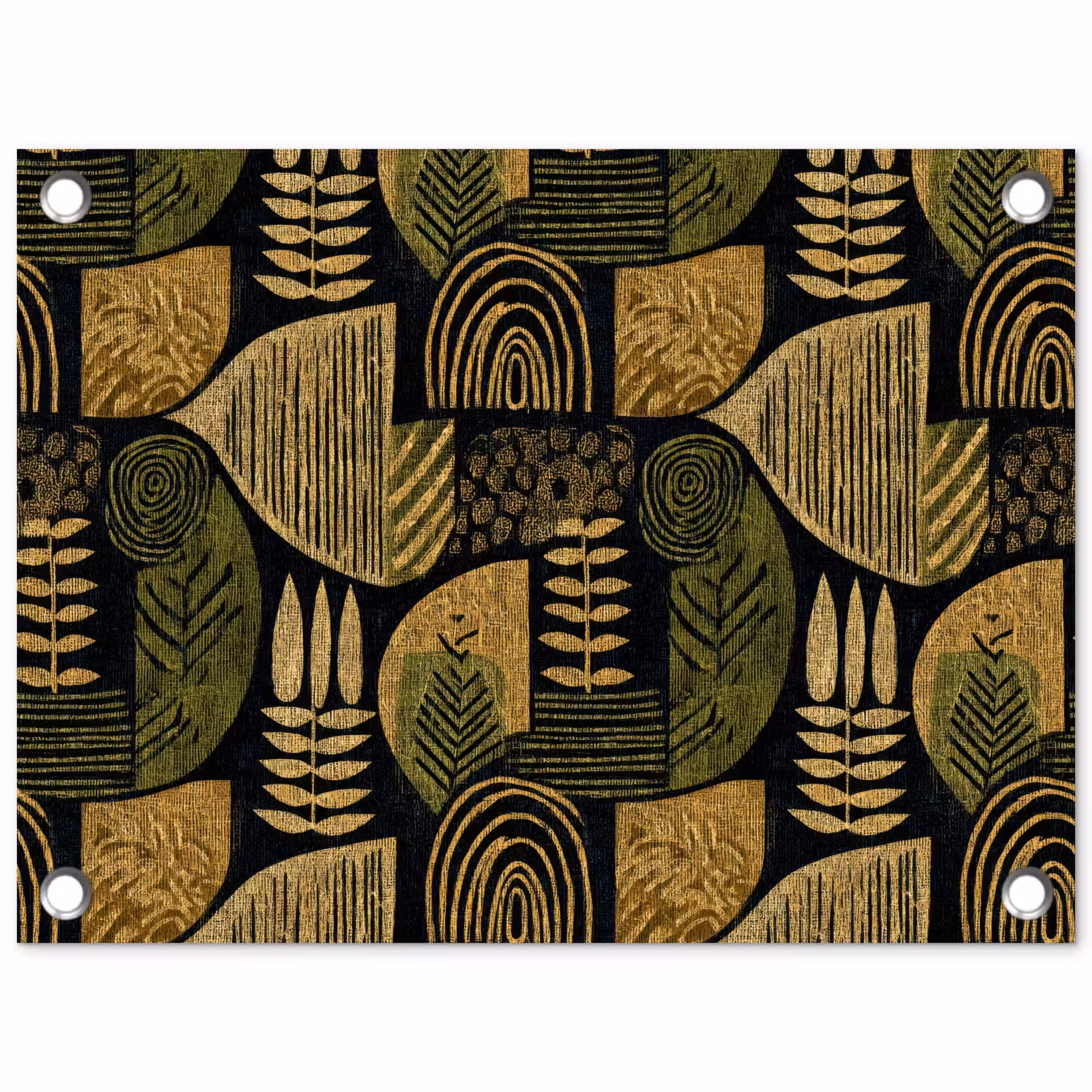 Tuinposter - Zwart - Okergeel - Botanisch - Textuur — 1