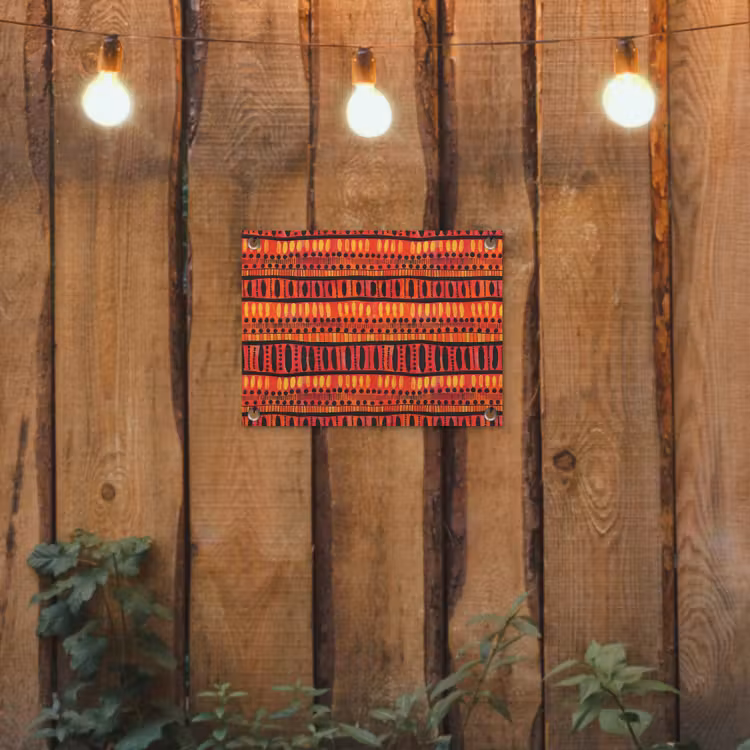 Tuinposter - Rood - Oranje - Etnisch - Expressief - Patroon — 2