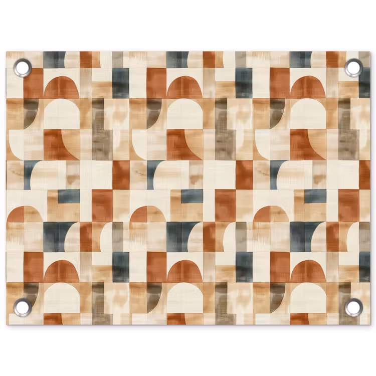 Tuinposter - Terracotta - Geometrisch - Aquarel - Textuur — 1