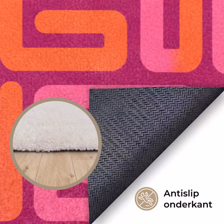 Vloerkleed - Abstract - Patroon - Lijnen - Roze - Oranje — 3