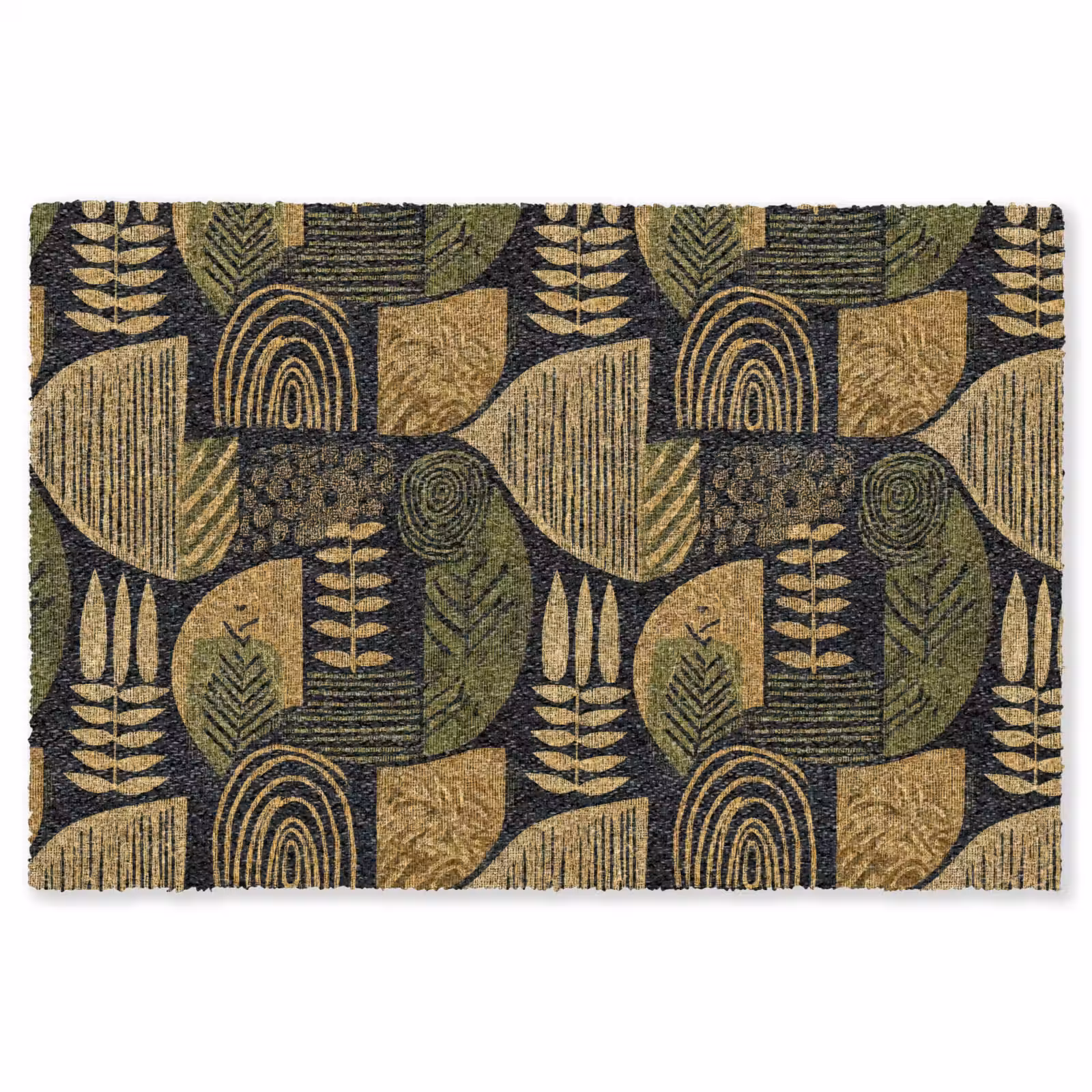 Vloerkleed - Zwart - Okergeel - Botanisch - Textuur — 1