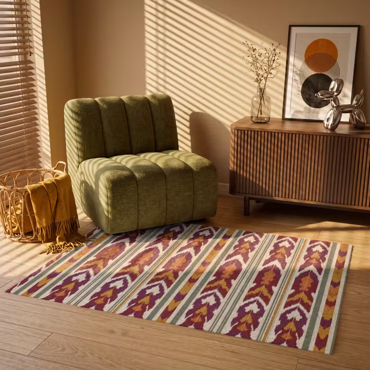 Vloerkleed - Ikat - Bordeauxrood - Etnisch - Patroon — 2